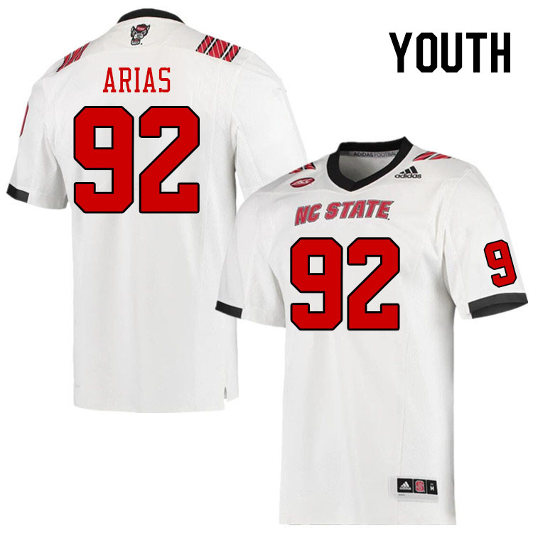 Youth #92 Aiden Arias NC State Wolfpack College Football Jerseys Stitched Sale-White
